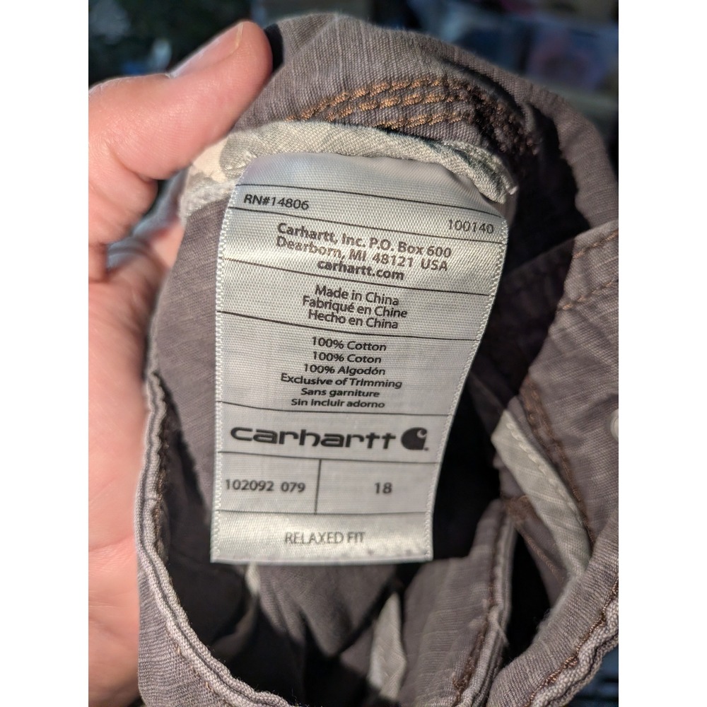 Carhartt Womens size18 Relaxed Fit Ripstop Cargo Shorts Gray Convertible Roll Up - Picture 8 of 10